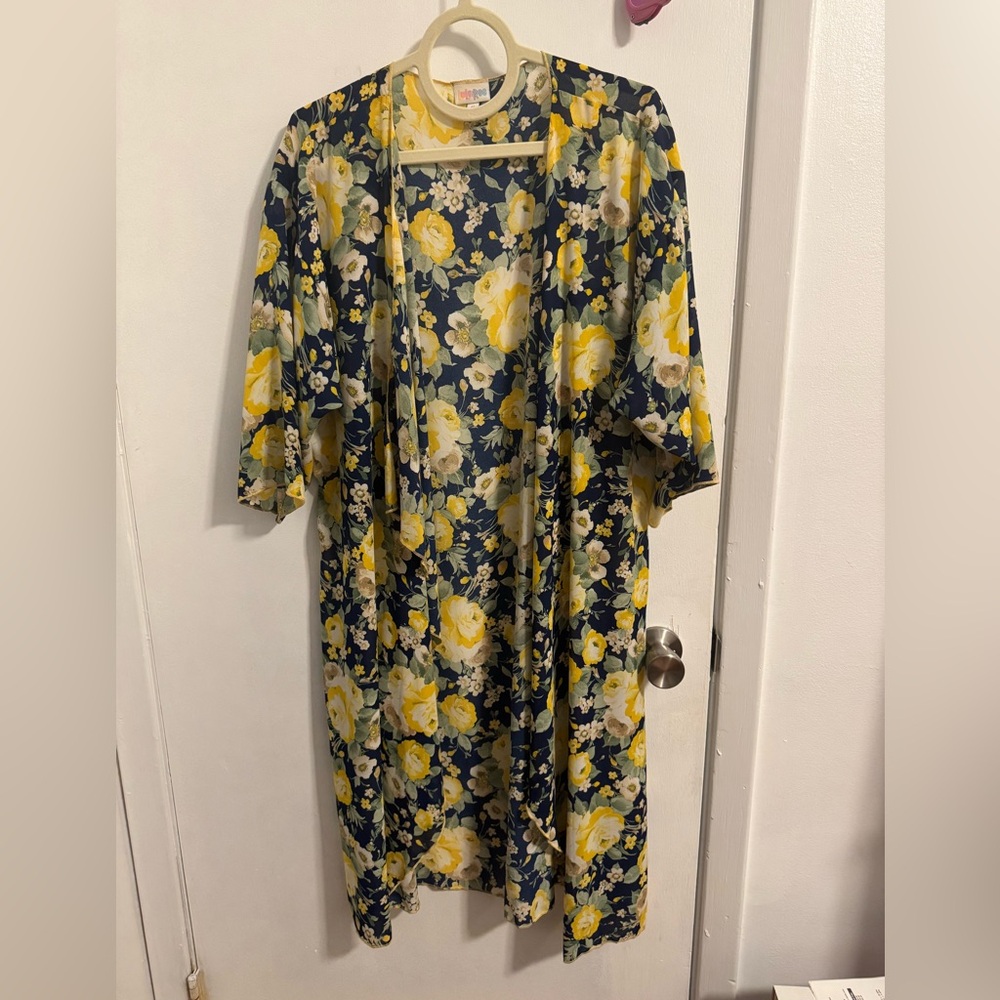 LuLaRoe Floral Kimono with Yellow and Blue